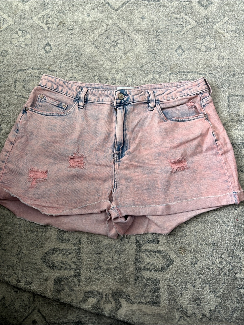 Women’s Pink Distressed Denim Shorts